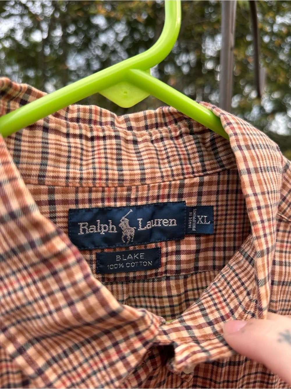 Ralph Lauren Men's Blake Brown Red & Navy Plaid Button-Down Shirt